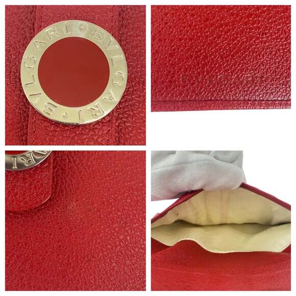BVLGARI Colore Red Leather Long Wallet with Silver Hardware, Women's, 505931